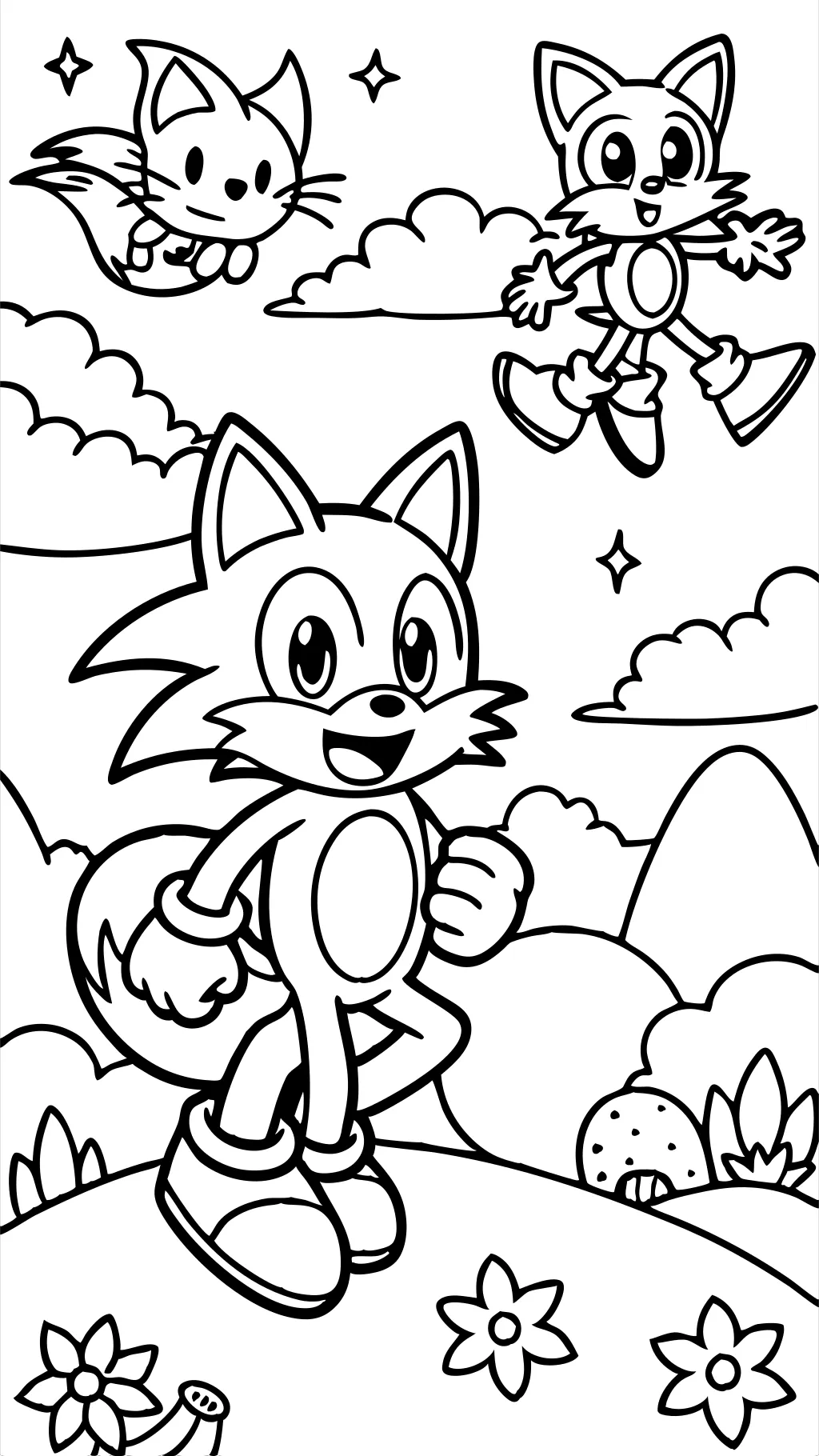 Páginas para colorear de Sonic y Tails